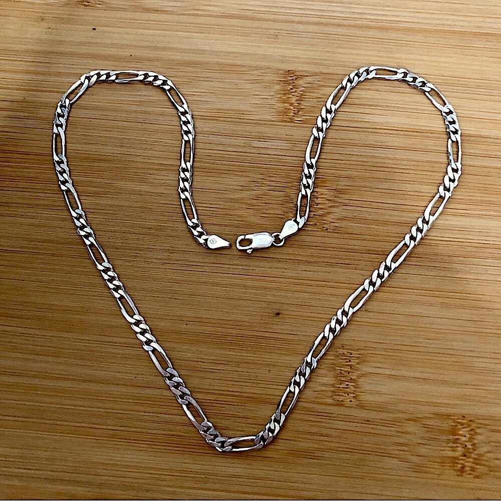 $128 Italian Designer Estate Chain Sterling Silver 21.4 gr Marked A 925 ITALY - Picture 3 of 4